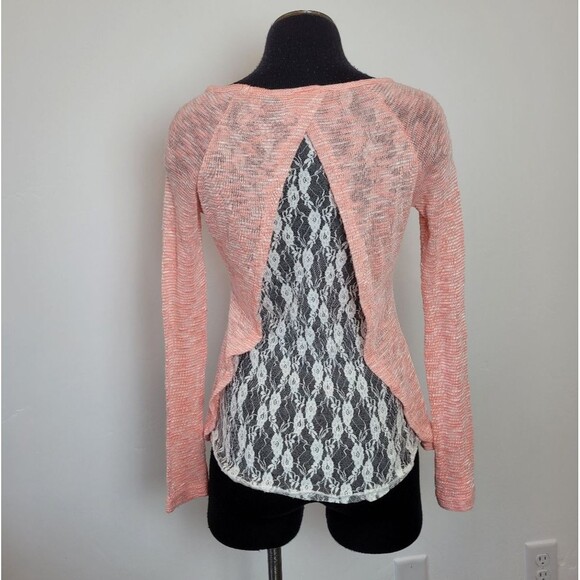 Rue21 Pink Crochet Lace Lightweight Sweatshirt Festival Boho Gypsy Summer XS - Picture 4 of 10